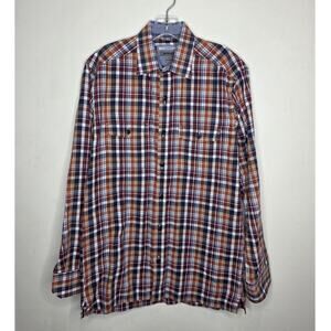 Johnston & Murphy brown orange blue cotton long sleeve button down shirt - small